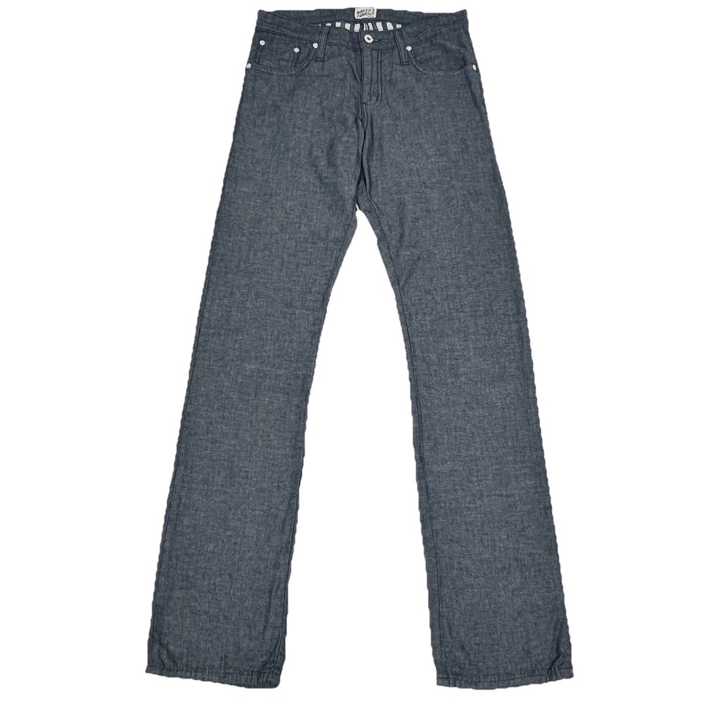Naked & Famous SlimGuy Jeans Mens 30x35 Blue Raw Double Weave Linen Denim